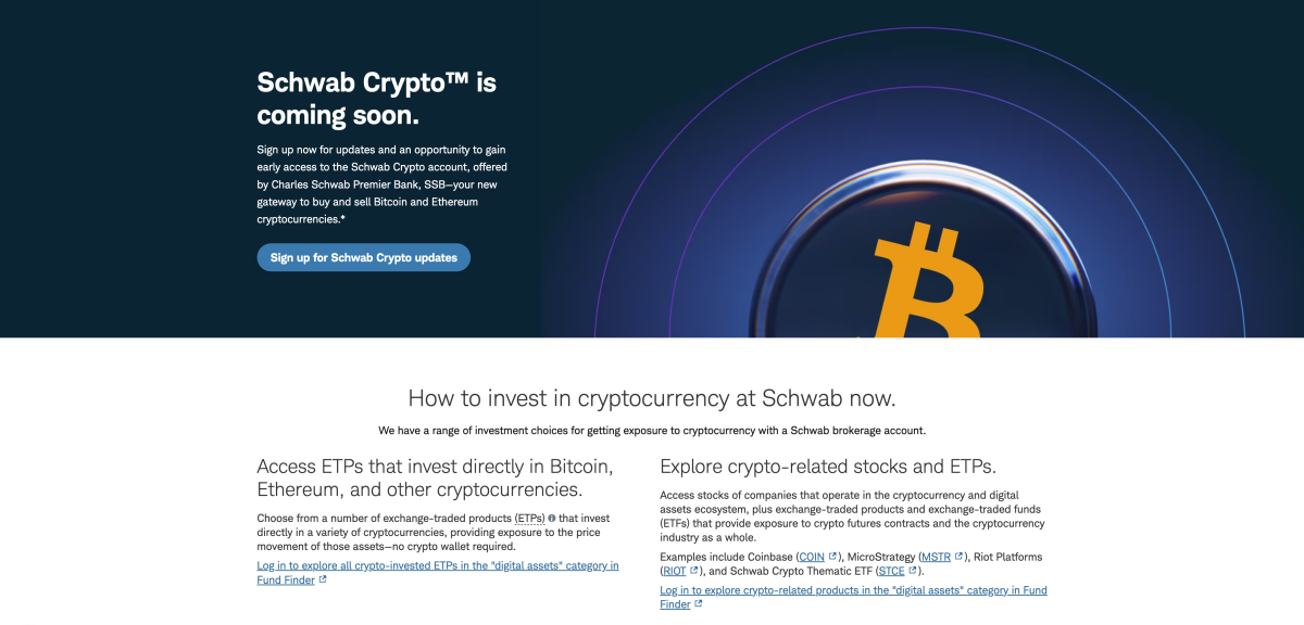 嘉信理财入局加密：2026年上线现货交易引关注