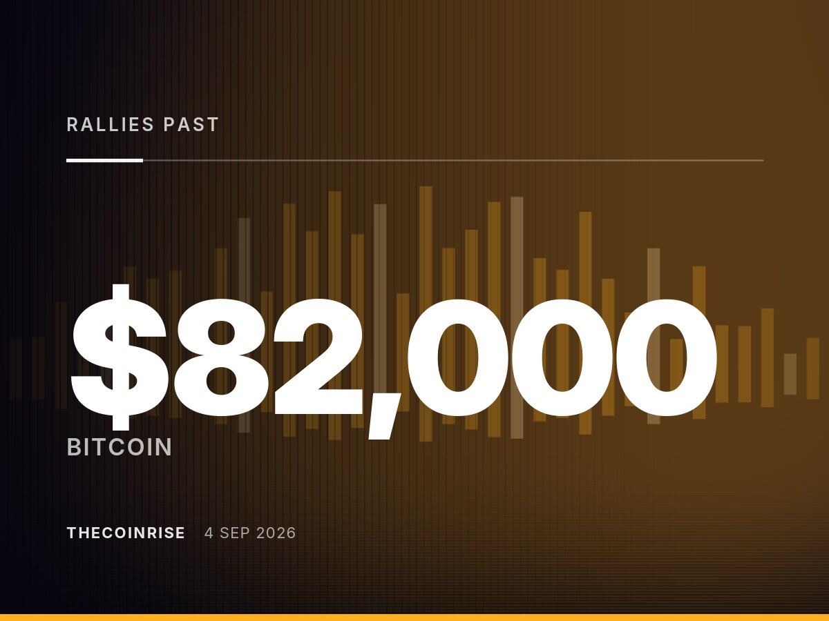 比特币在空头清算推动下突破82,000美元，现正测试9月弱势模式