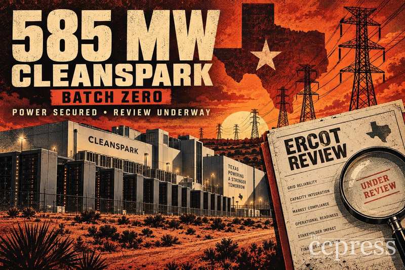 CleanSpark在ERCOT审查期间获得585MW“零批次”项目