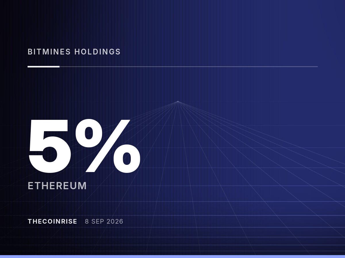 Bitmine在最新购入后，其ETH持仓量已接近总供应量的5%