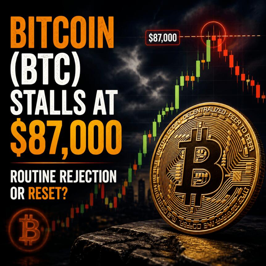 比特币（BTC）在87,000美元处停滞，是常规回调还是重置？