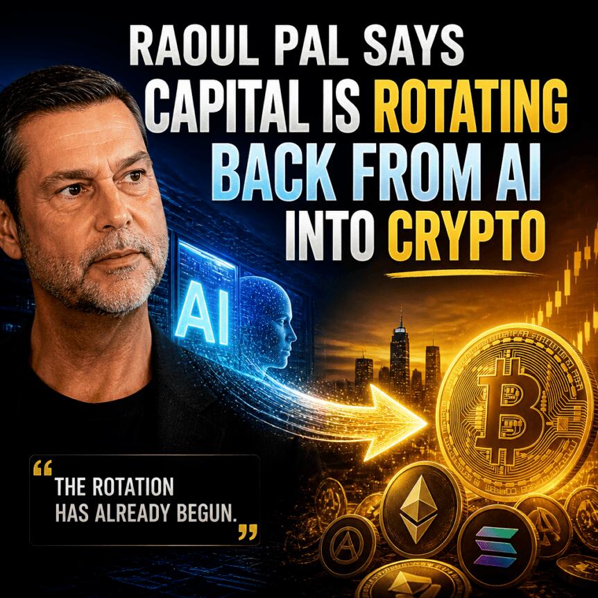Raoul Pal表示：资本正从AI领域回流至加密货币