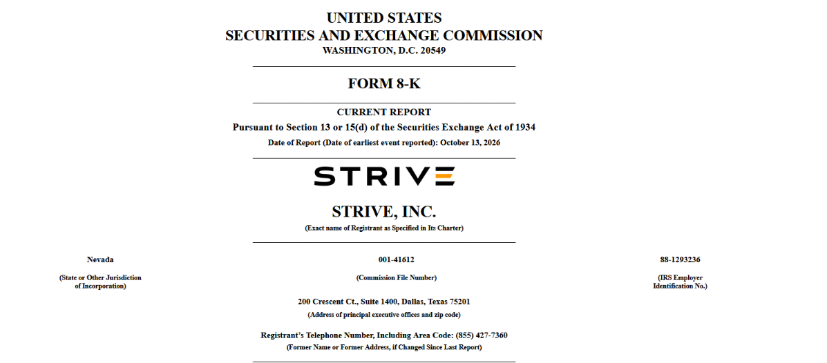 Strive再购入3,311枚比特币，总持仓达32,773 BTC